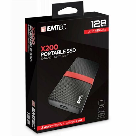 EMTEC SSD 128GB 3.1 Gen2 X200 SSD Portable Retail EM96356